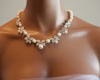 Butterfly Bijoux de mariée ensemble collier moderne avec boucle d’oreille, perles cristaux, bijoux fantaisie ensemble de mariage