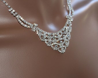 Ensemble de bijoux de mariée, collier de strass de lustre avec la boucle d’oreille, ensemble de bijoux de mariage, ensemble de mariage de bijoux de costume