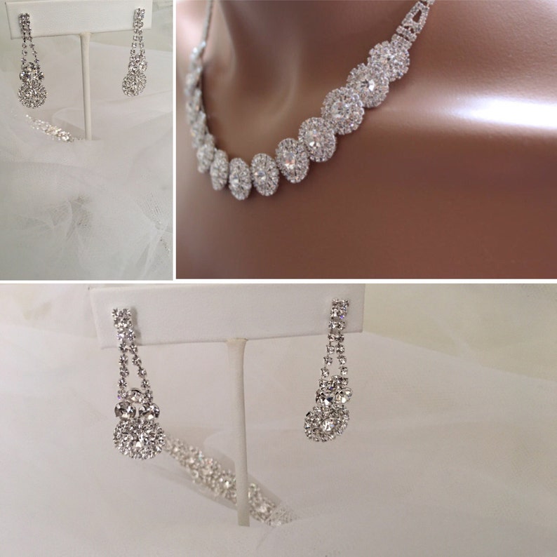 Flower Bridal jewelry set,Crystals, Custom Jewelry Wedding Set image 5