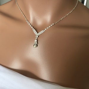 Conjunto de joyas de novia, collar y pendientes estilo art déco, conjunto de boda de cristal, look vintage glamuroso, conjunto de joyas de dama de honor