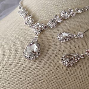 Flower Bridal Necklace with Earring, Wedding Crystal  wedding jewelry set, Rhinestone,Crystal bridal jewelry set
