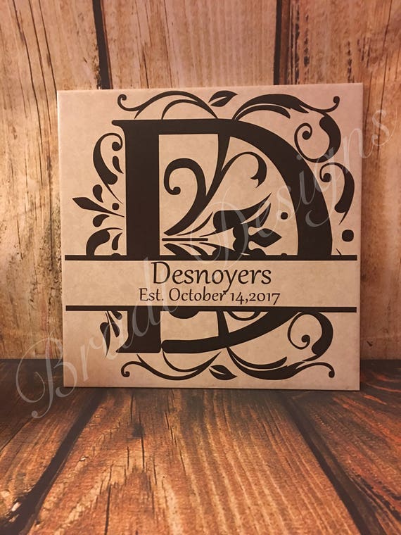 monogrammed family name customizable home decor ceramic Tile