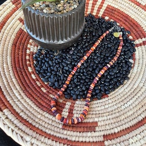 This necklace features beautiful  multi color spiny oyster and sterling silver clasp