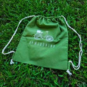 Mochila con cordón bordada personalizada: sarga de algodón, lino o lona