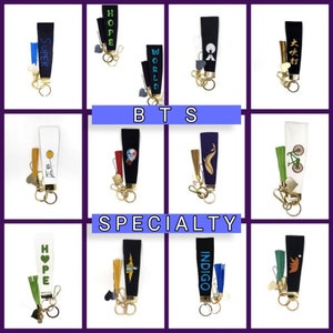 Embroidered BTS Inspired Wristlet Keychain: Army Gift