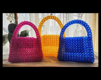 Handmade Acrylic Crystal Beaded Purse Handbag, Evening Bag