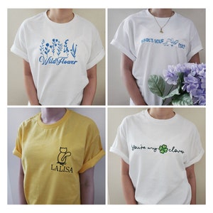 KPOP Embroidered T-Shirts Short Sleeve Crew neck Full length Crop Top All Colors Unisex