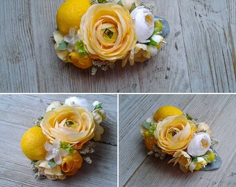 Yellow lemon floral headband