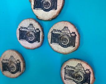 Wood Slice Camera Magnet