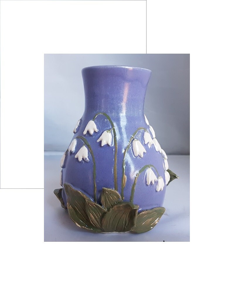 Fleur de Lys-de-la-vallée de bleu et blanc vase en ...