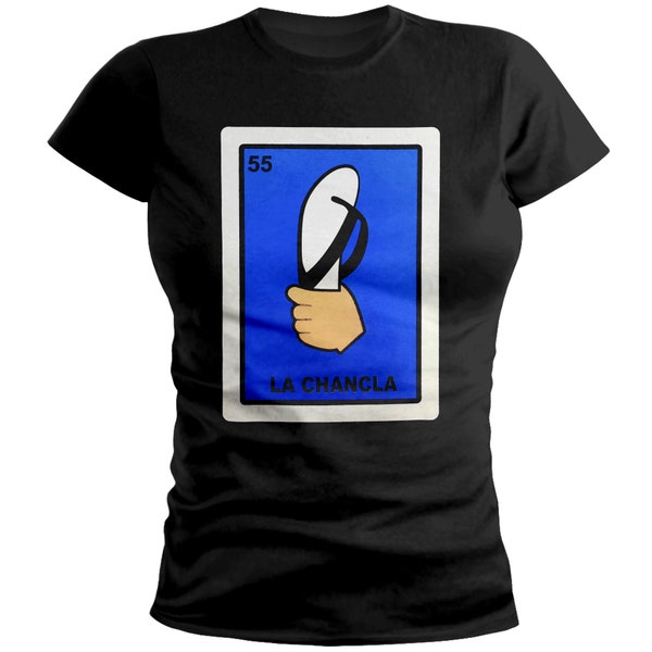 Womens La Chancla Sandal Loteria Mexican Bingo Game Fitted T Shirt