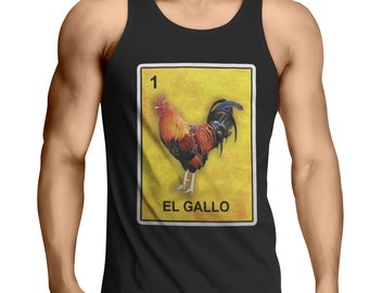 El Gallo Rooster Loteria Mexican Bingo Men's Tank Top Summer Sleeveless T-Shirt