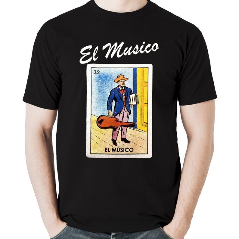 El Musico Musician Loteria Mexican Bingo Men's T-Shirt | Etsy