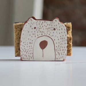 Weißer Bär Serviettenhalter-Schwammhalter-Bären-Kleine Geschenkkeramik und Töpferei