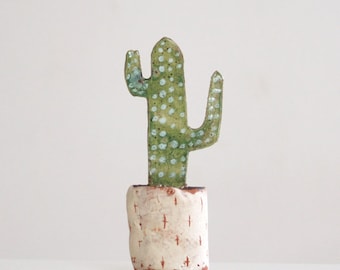 Miniature Cactus-Ceramic Cactus-Botanical Art-Ceramic Miniature-Desert Art-Cactus Gift