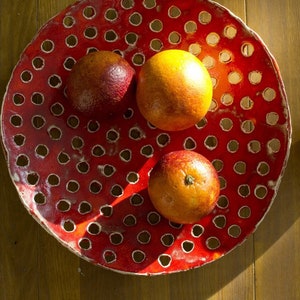 Red Fruit Bowl-Handmade Ceramics-PotteryBowl-Serving Bowl-Wedding Gift