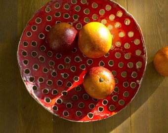 Bol à fruits rouges-Céramique faite main-PoterieBol-Bol de service-Cadeau de mariage
