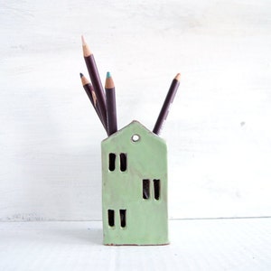 Teacher Appreciation Gift-Teacher Gift-Ceramic House-End of year teacher gift-Office-Desk-Pencil Holder image 2