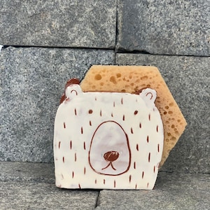 White Bear Napkin Holder-Sponge Holder-Housewarming Gift-Ceramics And Potters