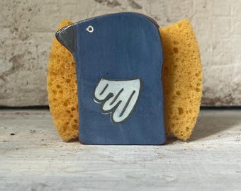 Sponge Holder-Blue Bird Decor-BirdsLovers-Housewarming Gift-Handmade Pottery