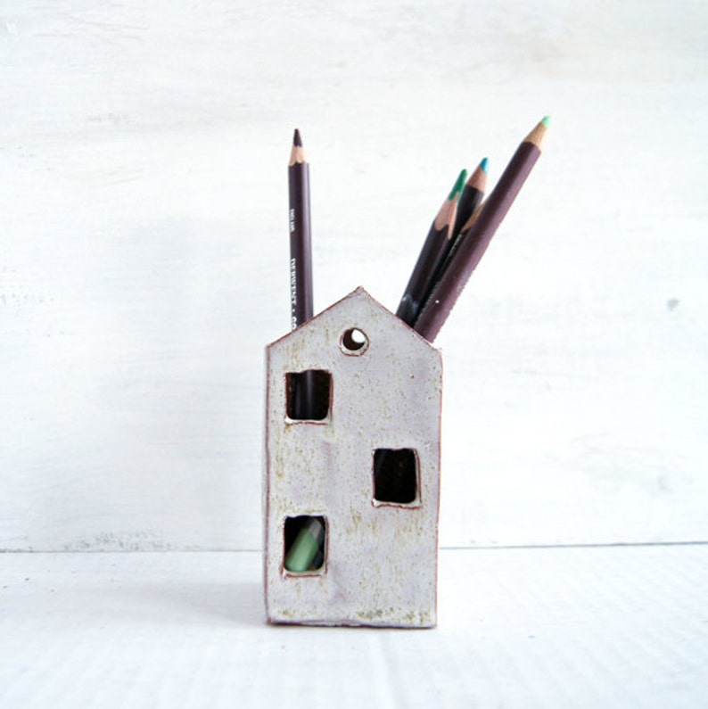 Teacher Appreciation Gift-Teacher Gift-Ceramic House-End of year teacher gift-Office-Desk-Pencil Holder image 4