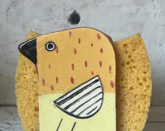 Ceramic Bird Napkin Holder-Sponge Holder-One Of A Kind- Hand Painted-New Design Weekly