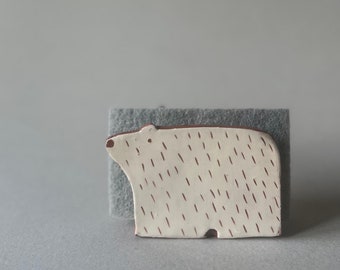 White Bear- Sponge Holder-Napkin Holder- Bears Decor-Ceramics And Pottery