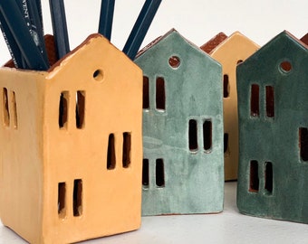 office Storage-Candle Holder-Pencil Holder-Ceramic House-Ceramics And Pottery