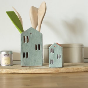 Utensil Holder-Ceramic house-Kitchen Organizer-Ceramics And Pottery image 1