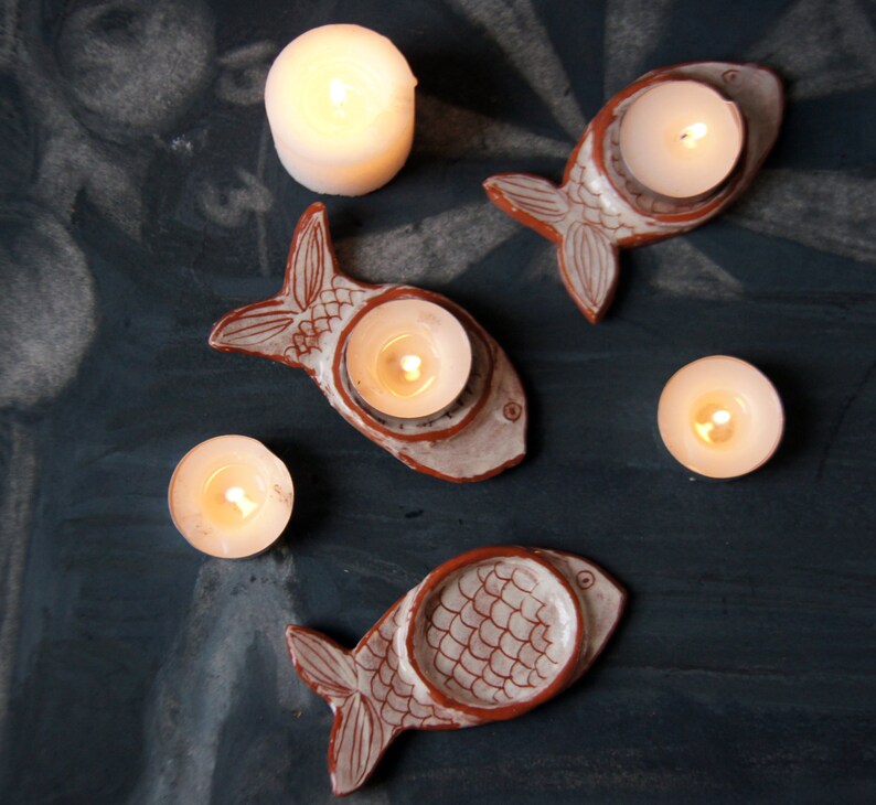 Ceramic Tea Light HolderTealight holderCeramic FishCandle Etsy