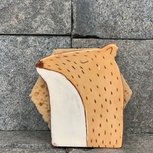 Fox Sponge Holder-Ceramic Holder-Napkin Holder-Ceramics And Pottery-Free Shipping image 4