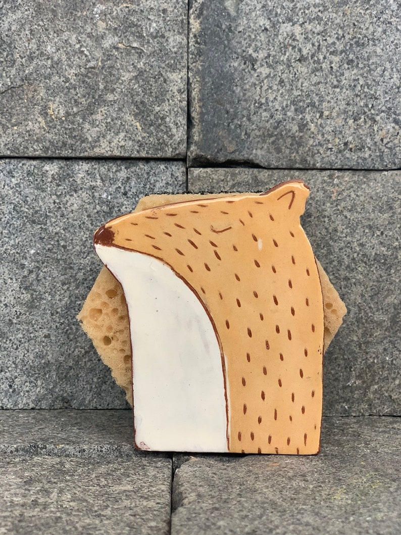 Fox Sponge Holder-Ceramic Holder-Napkin Holder-Ceramics And Pottery-Free Shipping image 4