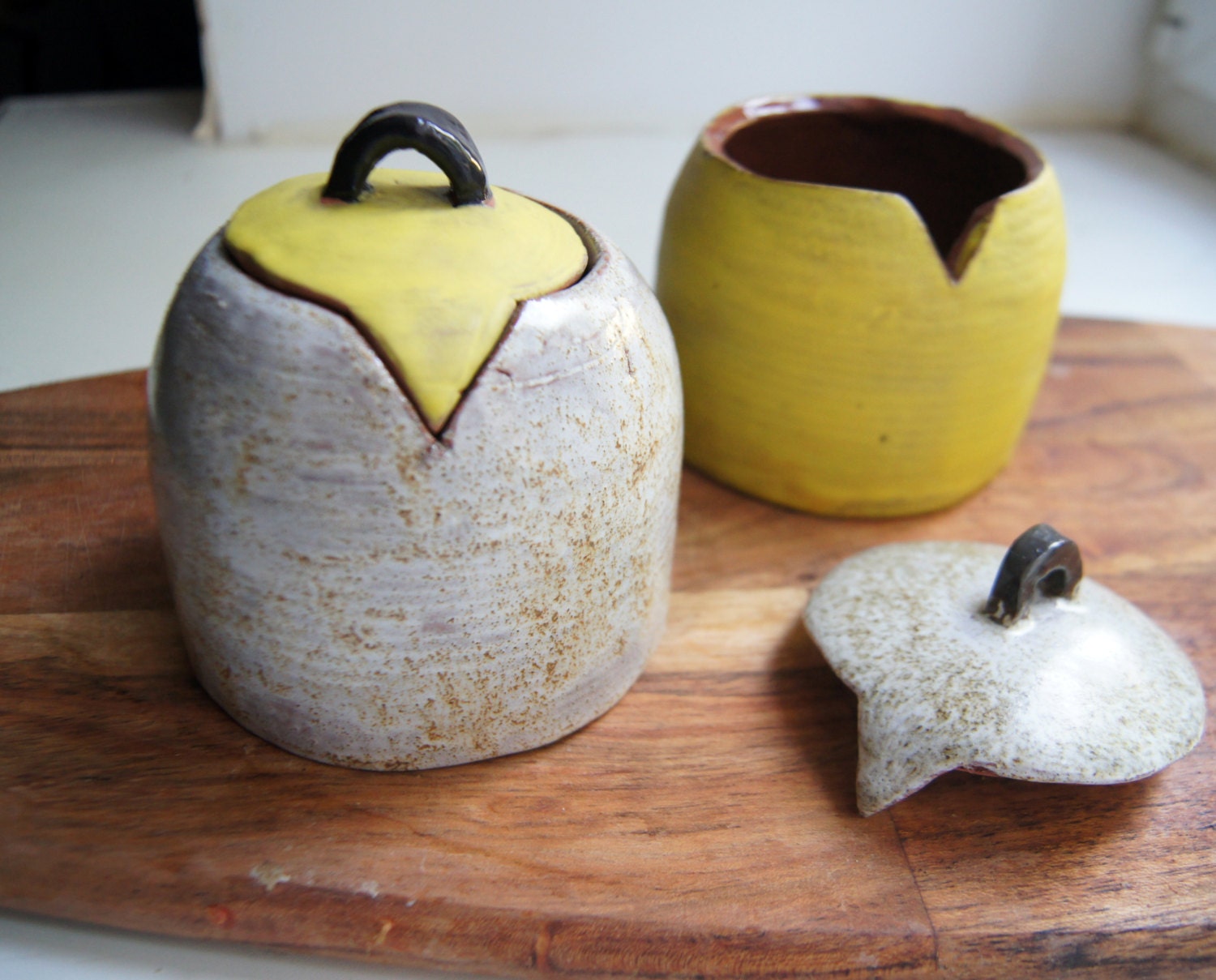 Rangement de Cuisine - Pot Sel Cartouche en Céramique Caves à et Poivre Poterie Faite La Main
