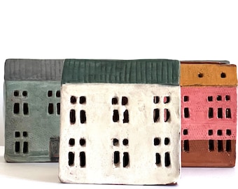 Pencil Holder-Candle Holder-Ceramic Village-Ceramic House-Christmas Gifts