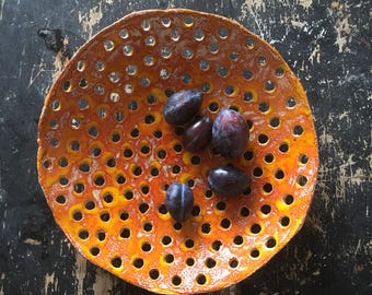 Tigela de Frutas Laranja - Cerâmica Artesanal - Tigela de Cerâmica - Tigela de Servir - Presente de Casamento
