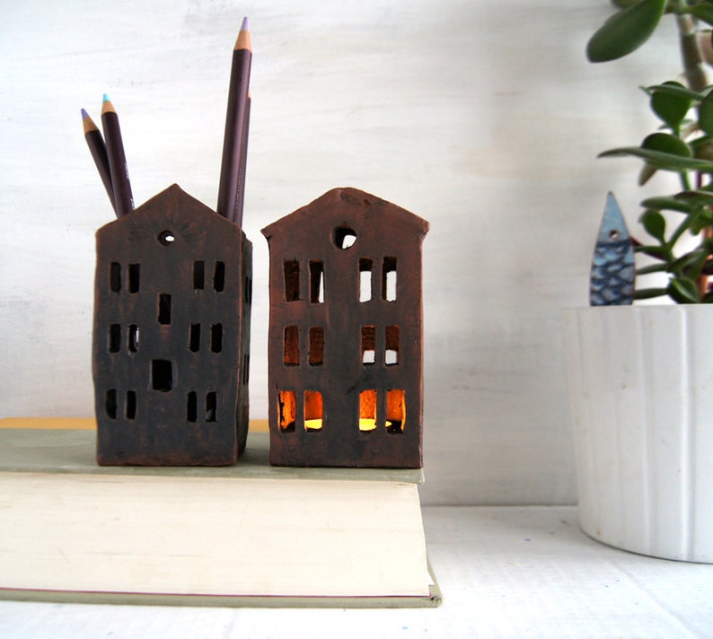 Gifts For Teachers-Ceramic Pencil Holder-Tealight And Candle Holder-Pottery image 2