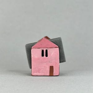 Casa rosa - Ceramica rosa - Porta spugna - Porta tovaglioli - Decorazioni rosa - Ceramica e terracotta