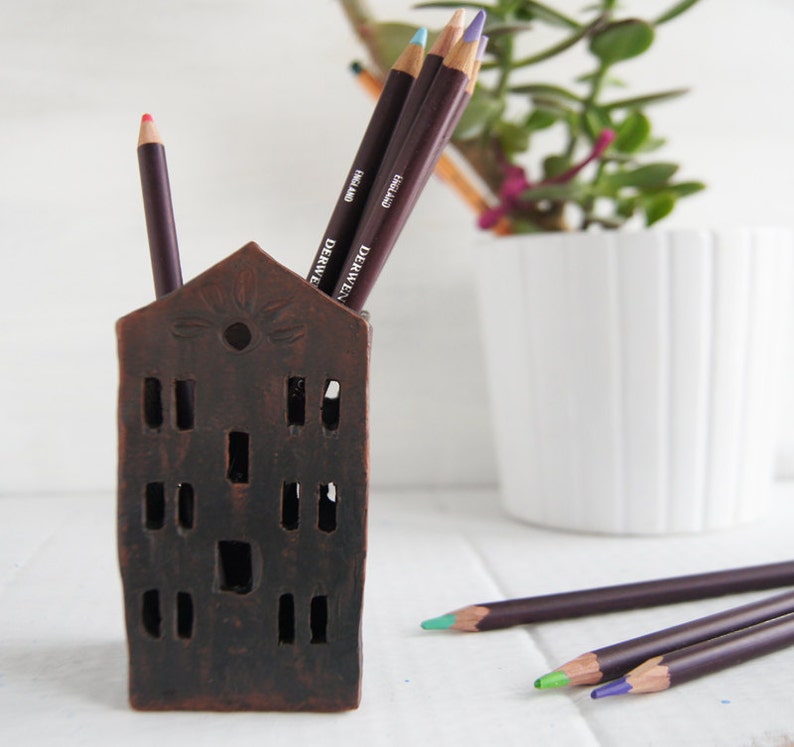 Gifts For Teachers-Ceramic Pencil Holder-Tealight And Candle Holder-Pottery image 3