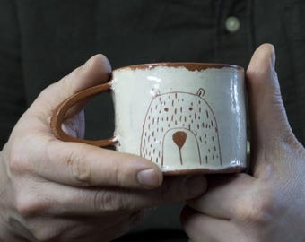 Pottery Mug-Bear Mug- Cute Bear Coffee Mug-Tea Cup-Tea Mug-Coffee Cup-Ceramics And Pottery