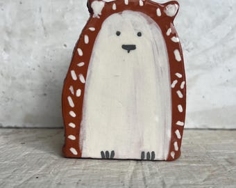 Hand-Built Terracotta Hedgehog Badger or Fox Sponge Holder – Kitchen Napkin Stand