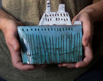 Céramique bateau-bateau miniature-maquette bateau-décor nautique-décor océan-céramique et poterie