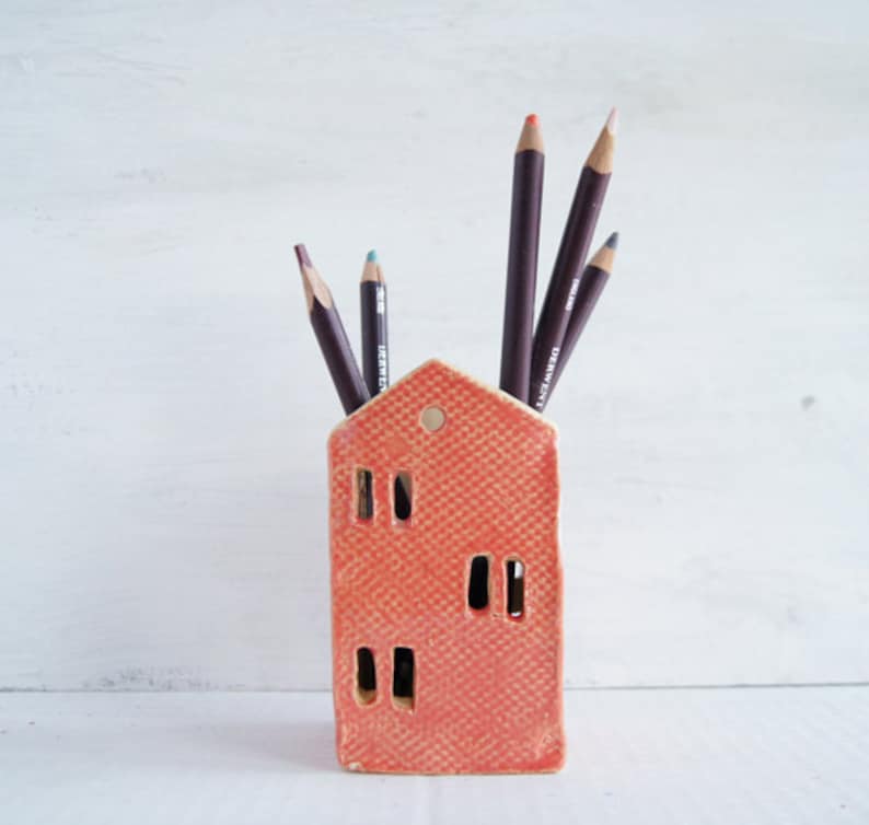 Teacher Appreciation Gift-Teacher Gift-Ceramic House-End of year teacher gift-Office-Desk-Pencil Holder image 3