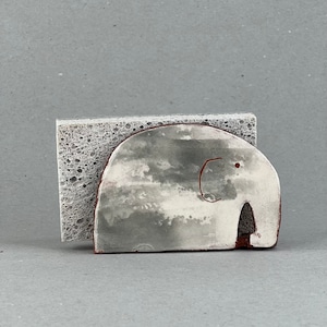 Un elefante - Decorazione da cucina - Porta spugna - Porta tovaglioli - Ceramica e terracotta