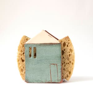 Ceramica fatta a mano - Porta spugne - Porta tovaglioli - Casa di latta - Ceramica e terracotta