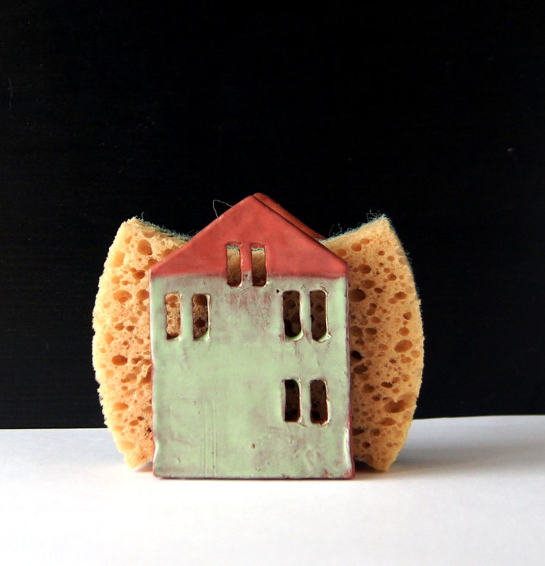 Napkin Holder-Sponge Holder-Ceramic House-Ceramics And Pottery-Housewarming Gift image 1