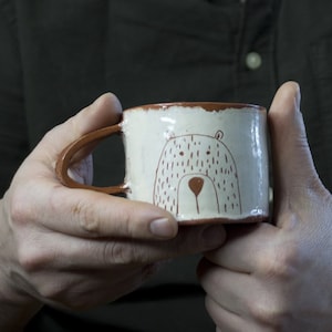 Pottery Mug-Bear Mug- Cute Bear Coffee Mug-Tea Cup-Tea Mug-Coffee Cup-Ceramics And Pottery