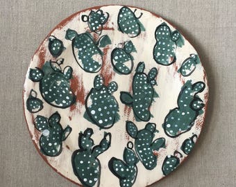 Ceramic Plate-Cactus Plate-Pottery Plate-Cactus Decor-Serving Plate-Ceramics And Pottery