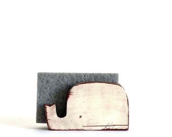 White Whale-Kitchen Decor- Sponge Holder-Napkin Holder-Ceramics And Pottery