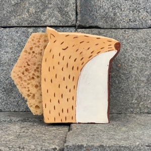 Fox Sponge Holder-Ceramic Holder-Napkin Holder-Ceramics And Pottery-Free Shipping image 1