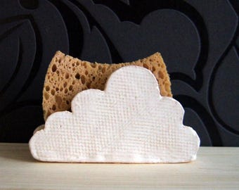 White Cloud Sponge Holder-Napkin Holder-Ceramics And Pottery